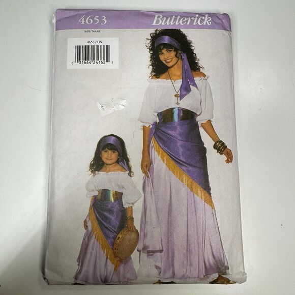 Vintage 1990s Butterick 4653 Misses' 6-14 & Girl's 2-6X Gypsy Peasant Costume - Picture 1 of 5